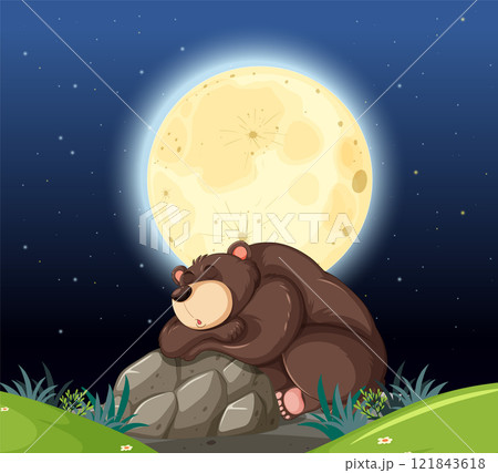 Bear Sleeping Under the New Moon 121843618