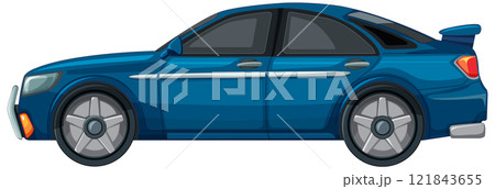Sleek Blue Sedan Illustration 121843655