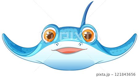 Smiling Cartoon Stingray Illustration 121843656