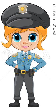 Cartoon Girl Police Officer 121843661