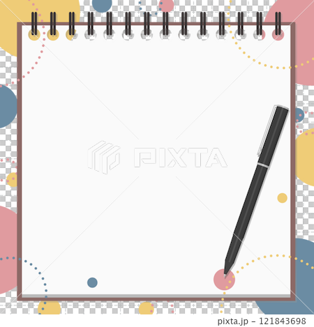 Notepad and ballpoint pen set, pop background 121843698