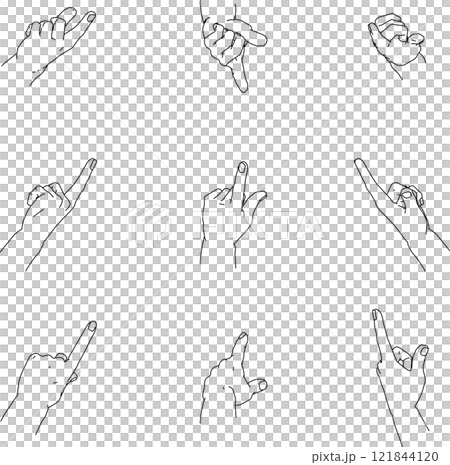 Pointing left hand seen from various angles 1 121844120