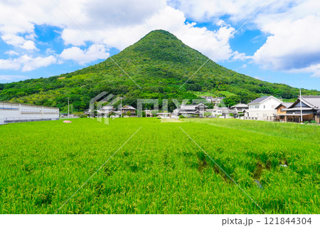 青空に映える讃岐富士こと飯野山（香川県丸亀市・坂出市） 121844304