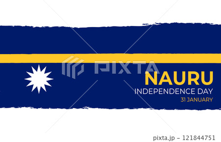Nauru Independence Day January 31th. Nauru national brush flag on white background. Vector illustration 121844751