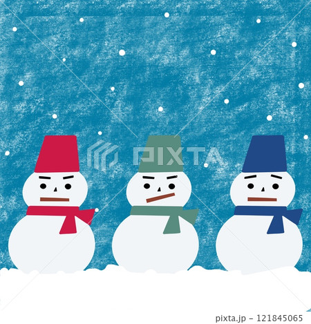 雪だるまと雪の背景のイラストのイラスト素材 [121845065] - PIXTA