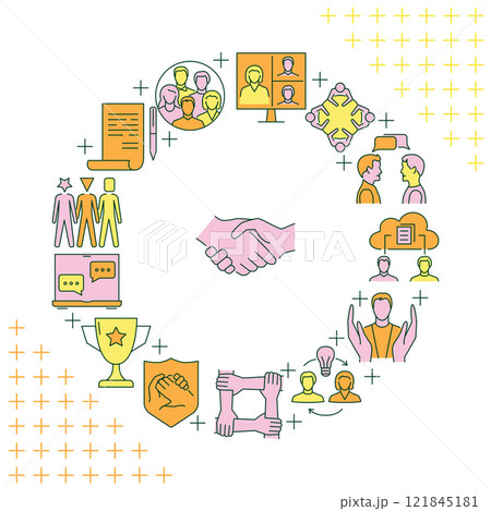 Cooperation and agreement round banner 121845181