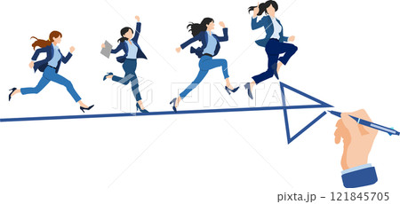 目標達成へのロードマップのイラスト 目標達成へのロードマップのイラスト 121845705