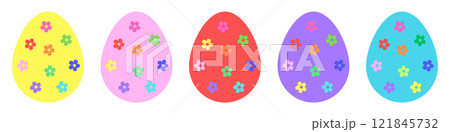 Colorful set Easter eggs with floral patterns Colorful set Easter eggs with floral patterns 121845732