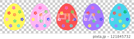 Colorful set Easter eggs with floral patterns Colorful set Easter eggs with floral patterns 121845732