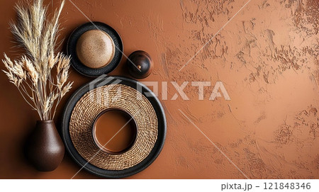 Creative concept in Trend color 2025 Mocha Mousse pantone, generated AI 121848346