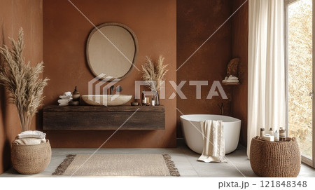 Creative concept in Trend color 2025 Mocha Mousse pantone, generated AI 121848348