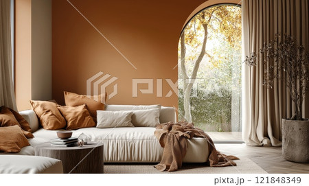 Creative concept in Trend color 2025 Mocha Mousse pantone, generated AI 121848349
