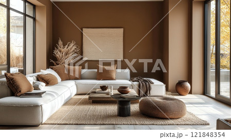 Creative concept in Trend color 2025 Mocha Mousse pantone, generated AI 121848354