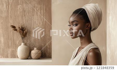Creative concept in Trend color 2025 Mocha Mousse pantone, generated AI 121848359