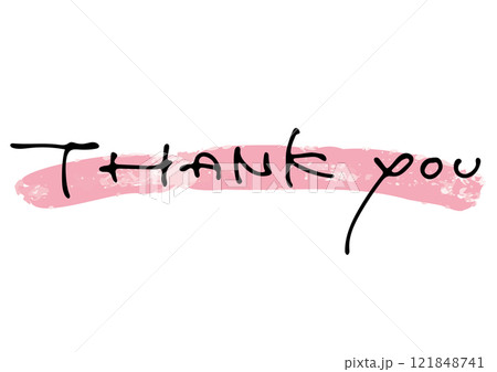 手書き文字素材。英語のメッセージ「Thank you」 121848741