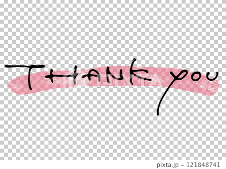 手書き文字素材。英語のメッセージ「Thank you」 121848741