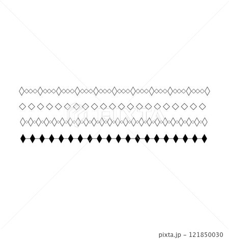 Border icon, rhombus shape divider horizontal line vector for decorative vintage doodle element for design in vector illustration Border icon, rhombus shape divider horizontal line vector for decorative vintage doodle element for design in vector illustration 121850030