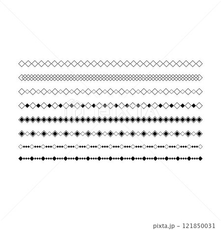 Border icon, rhombus shape divider horizontal line vector for decorative vintage doodle element for design in vector illustration Border icon, rhombus shape divider horizontal line vector for decorative vintage doodle element for design in vector illustration 121850031