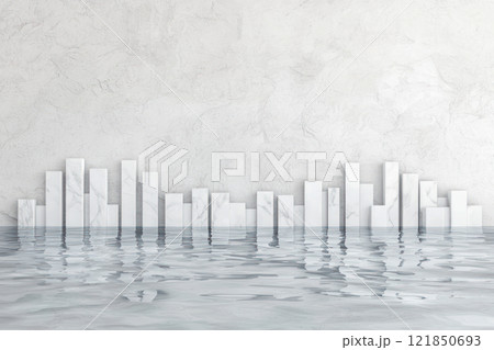 Monumental tax wall in an American cityscape, rising over iconic skyline, symbolizing financial barriers, tax wall concept, America 121850693