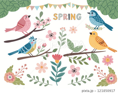 Seasonal branches and birds Seasonal branches and birds 121850917