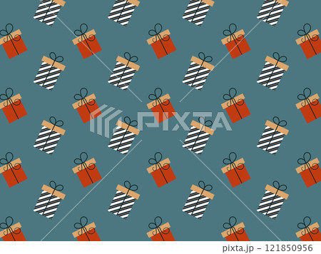 Gift boxes pattern. Christmas design. Vector simple flat illustration Gift boxes pattern. Christmas design. Vector simple flat illustration 121850956