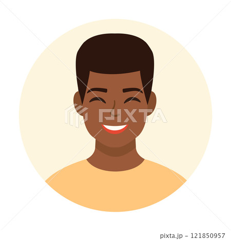 Portrait of a dark-skinned curly man. Male avatars. Vector illustration in a flat style. 121850957