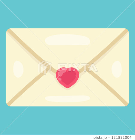 Love letter in an envelope. Happy Valentine's day. Vector illustration 121851004