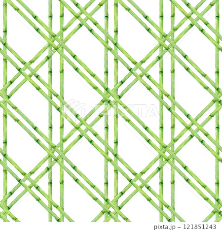 Beautiful seamless pattern with hand drawn bamboo lattice in vacation style. Ready print design. Beautiful seamless pattern with hand drawn bamboo lattice in vacation style. Ready print design. 121851243