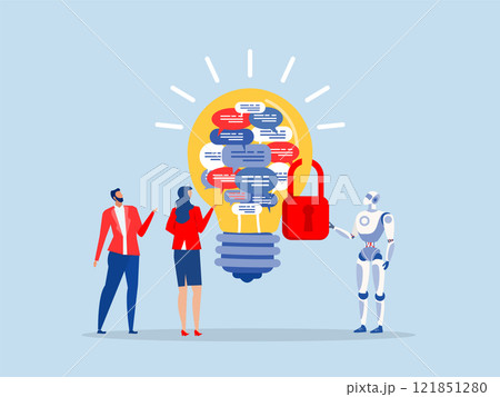 copyright idea,businesspeople owner standing with light bulb idea locked with padlock for patents.patented protection, copyright reserved Intellectual property vector illustrator copyright idea,businesspeople owner standing with light bulb idea locked with padlock for patents.patented protection, copyright reserved Intellectual property vector illustrator 121851280