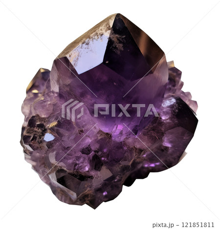 紫色のアメジスト鉱石の結晶 121851811