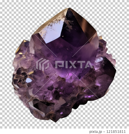 紫色のアメジスト鉱石の結晶 121851811