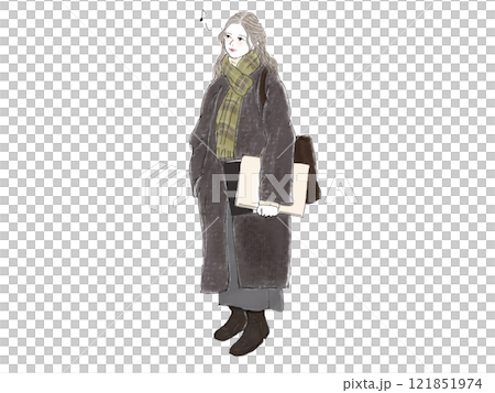 コートを着た女性 121851974