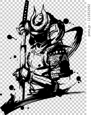 A samurai pulling out a sword 121852092