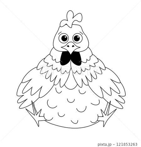 Rooster Coloring Page For Kids Printable. Rooster Cartoon graphic line Illustration Vector Design On White transparent Background 121853263