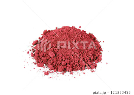 Vibrant Red Pigment Powder Used in Art and Crafts Showcases Its Fine Texture and Rich Color 121853453