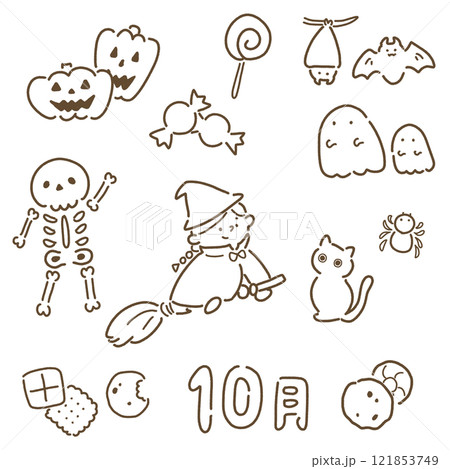 10月のアイコンセット　色なし 121853749