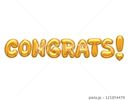 Isolated 3D golden air balloon word CONGRATS 121854479