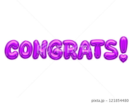 Isolated 3D purple air balloon word CONGRATS 121854480