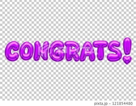 Isolated 3D purple air balloon word CONGRATS 121854480