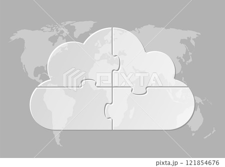 Diagram infographic for 4 steps, cloud puzzle 121854676