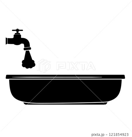Bathroom with water with a faucet, isolated illustration. 121854923