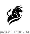 Bull, Taurus black logo silhouette vector illustration 121855161