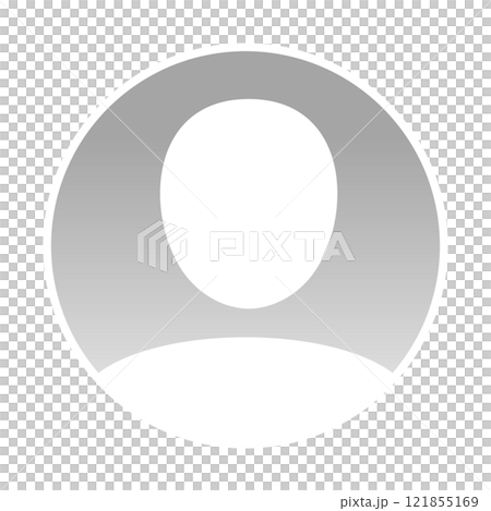 白い背景に肩から上の人物のシルエットアイコン - 証明写真やポートレート･顔写真のイメージ素材 121855169