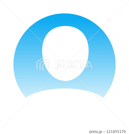 水色の背景に肩から上の人物の丸いシルエットアイコン - ユーザー･初期アイコン･SNSのイメージ素材 121855170
