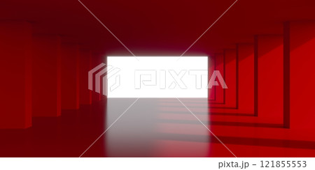 Empty  red space interior with sunlight and shadow, 3d rendering 121855553