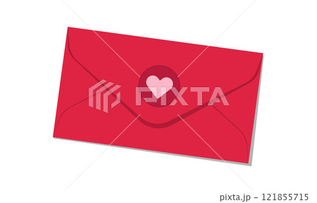 Valentines Day Love Envelope Icon with Heart Seal for Romantic Celebrations and Greeting Cards. Vector illustration 121855715