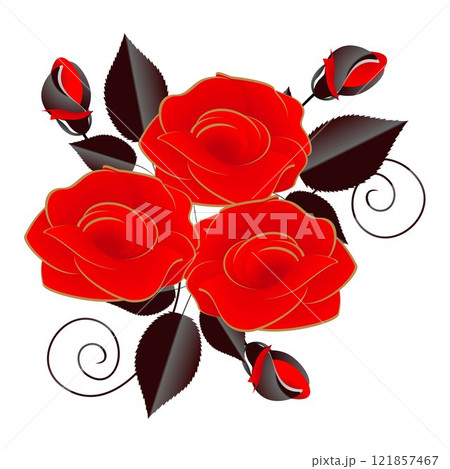 Three red roses, element of design. 121857467
