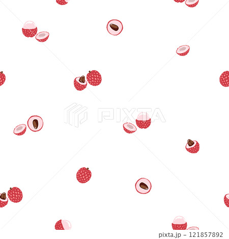 Lychee Tropical Fruit Background. Exotic Summer Fruit. Summer Food. Vector 121857892