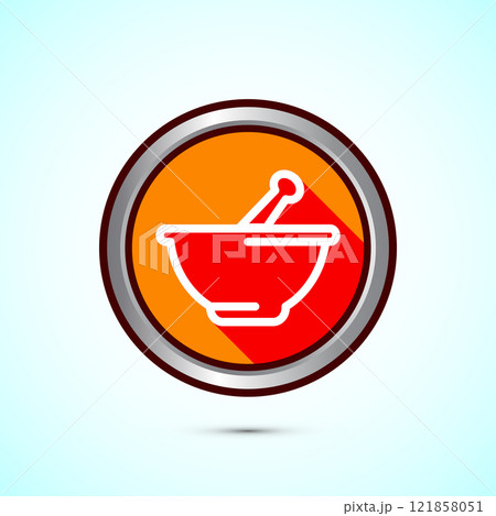 Mortar and pestle icon design illustration. Pharmacy sign symbol for app, website, and logo. Button design Mortar and pestle icon design illustration. Pharmacy sign symbol for app, website, and logo. Button design 121858051