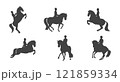 Set of silhouettes of riders on horseback 121859334